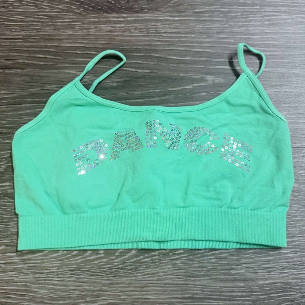 Green Dance Crop Top with Sequins